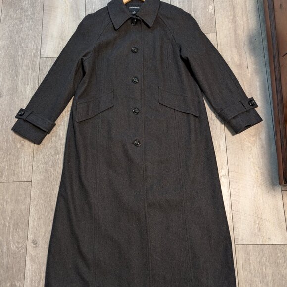 Vintage London Fog Wool Blend Full Length Coat | Women's, Charcoal Gray, Size 14 - Picture 10 of 15